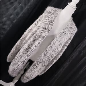 LANE BRYANT! WHITE & BLACK MARLED, FLUFFY, FULL OPEN CARDIGAN SWEATER! SZ 22/24